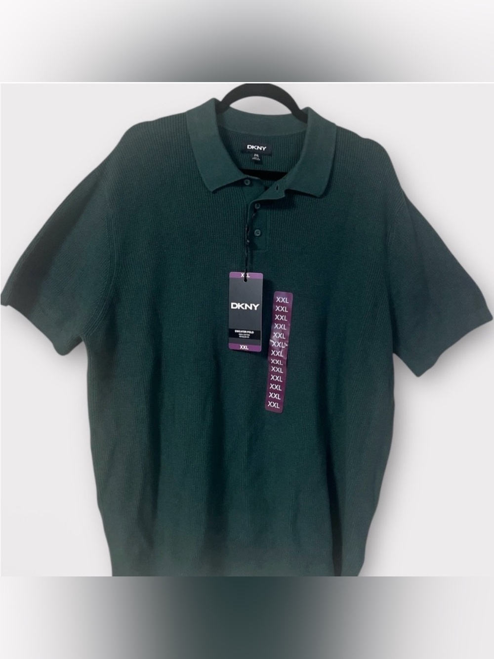 DKNY Men's Dark Green Knit Polo